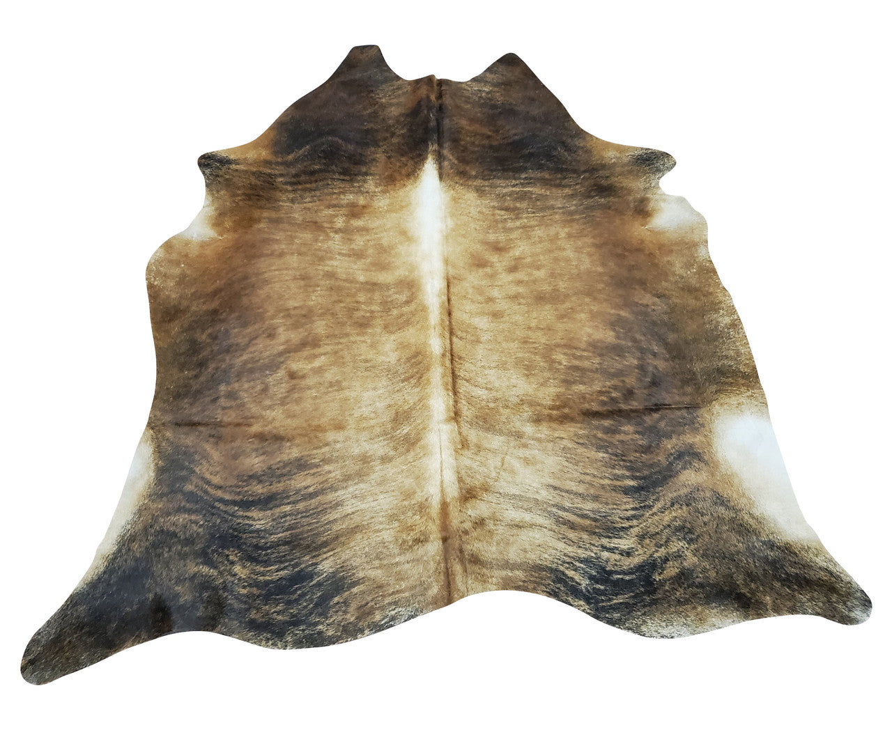 A new and exotic brown cowhide rug with brindle pattern will take the space to another level, it is very soft, amazing to walk on and pure natural.