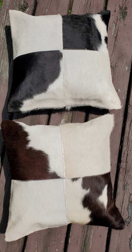 Beautiful cowhide pillows are well made and the fabric is gorgeous. you will definitely purchase more of these black white natural cow hide cushion covers here again.