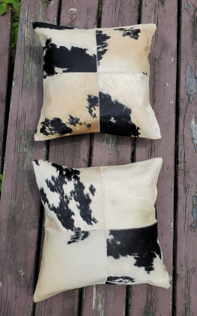 Beautiful black white pillows! Great customer service, quick to respond. Would highly recommend this high quality cowhide product.