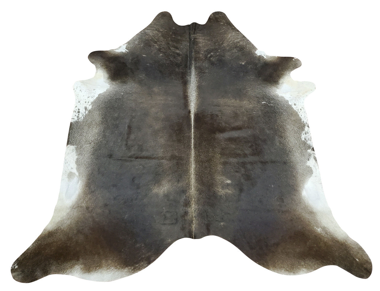 Nice dark cowhide rug in your office with wood furniture and yellow wall-natural, real and free shipping.