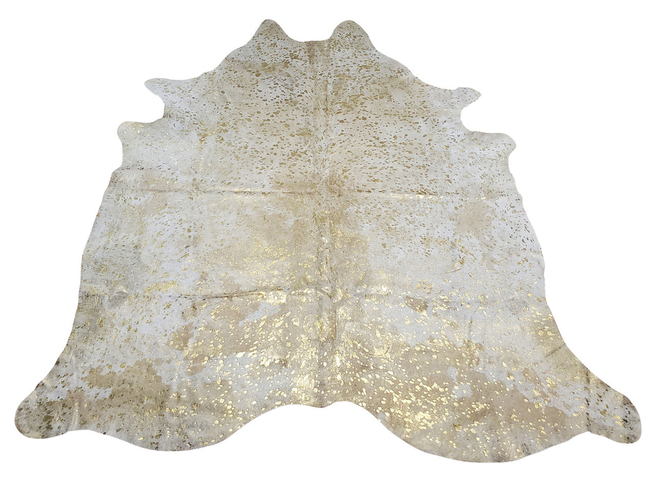 This cowhide rug with gold metallic for sale is a perfect Christmas gift and can be used for wall hangings.