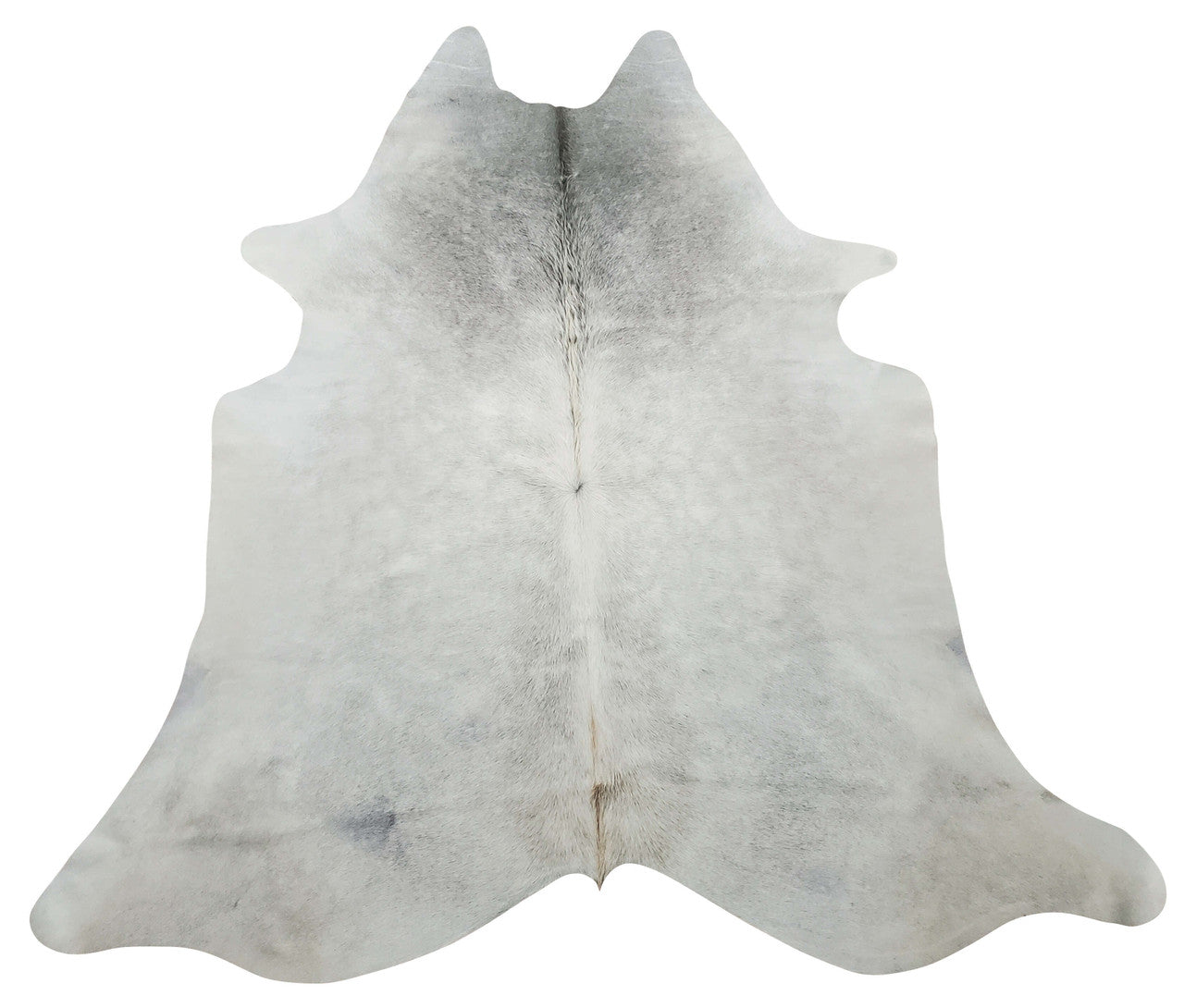Experience the beauty of a light grey and white cowhide rug in your home. Elevate your interior design game, effortlessly style your space, and amaze visitors.