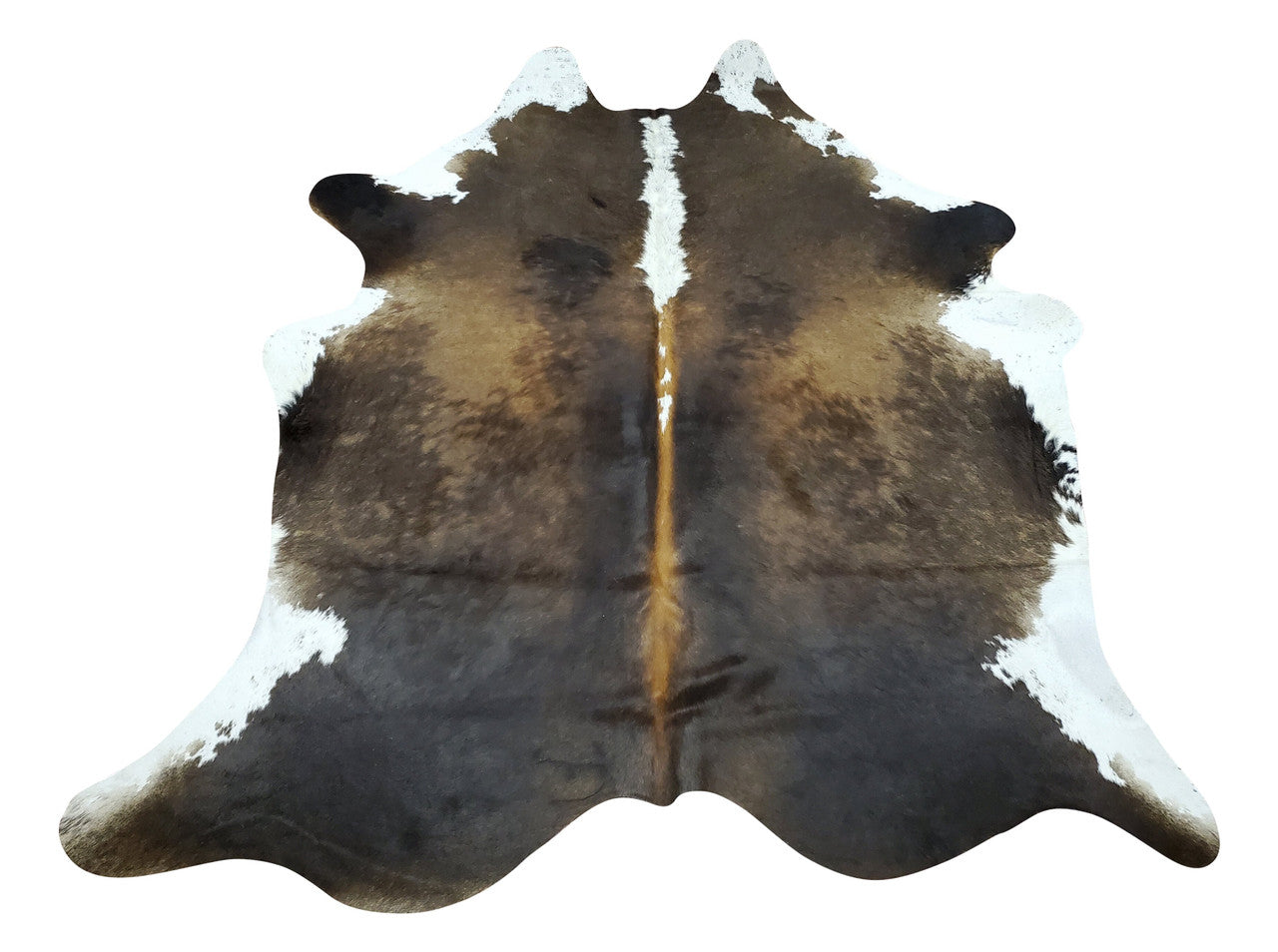 A small cowhide rug in rich tricolor texture can make a big impact in your home décor. It can add a touch of luxury and warmth to any room.