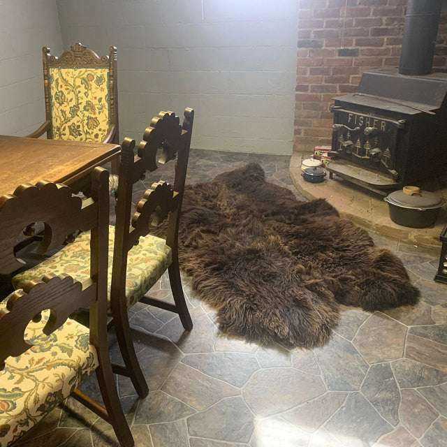 Four Sheep fur rug attached together