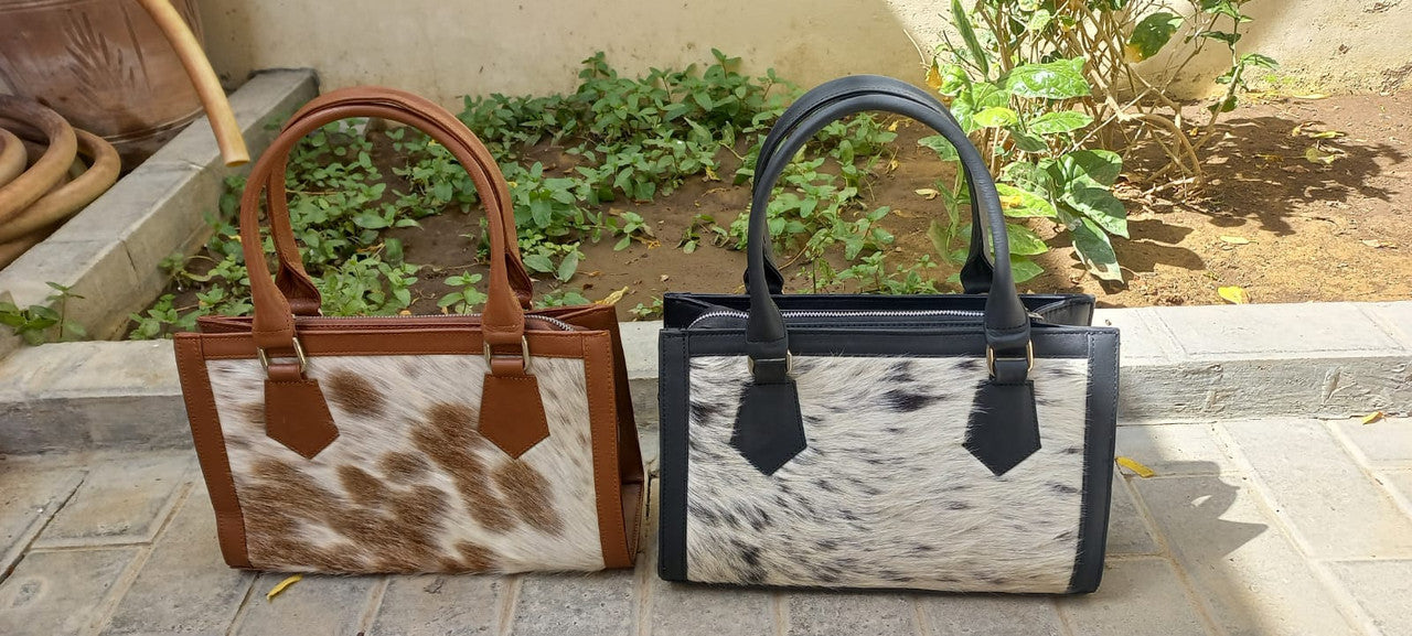 Natural Real Cowhide Shoulder Purse
