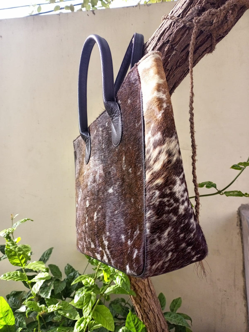 Dark Brown Cowhide Tote Bag