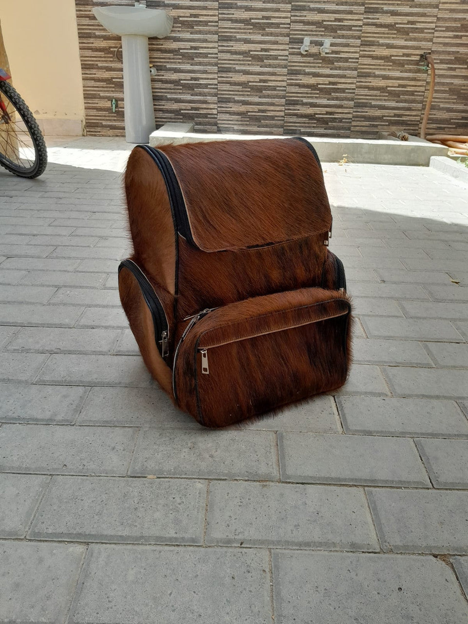 Cowhide backpack for daily use