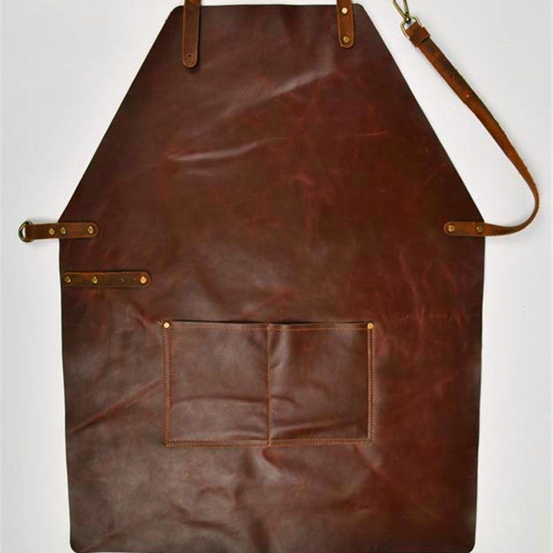Genuine Leather BBQ Apron for Men with Full Grain Pockets