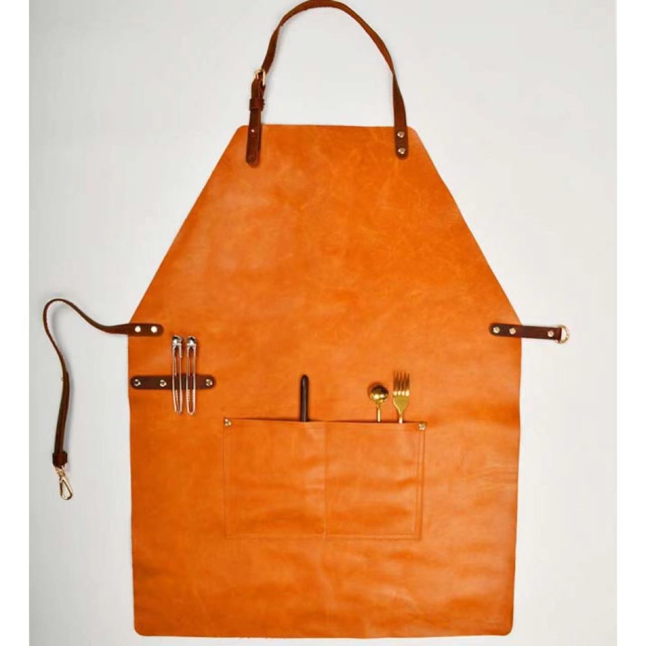 Genuine Leather BBQ Apron for Men with Full Grain Pockets