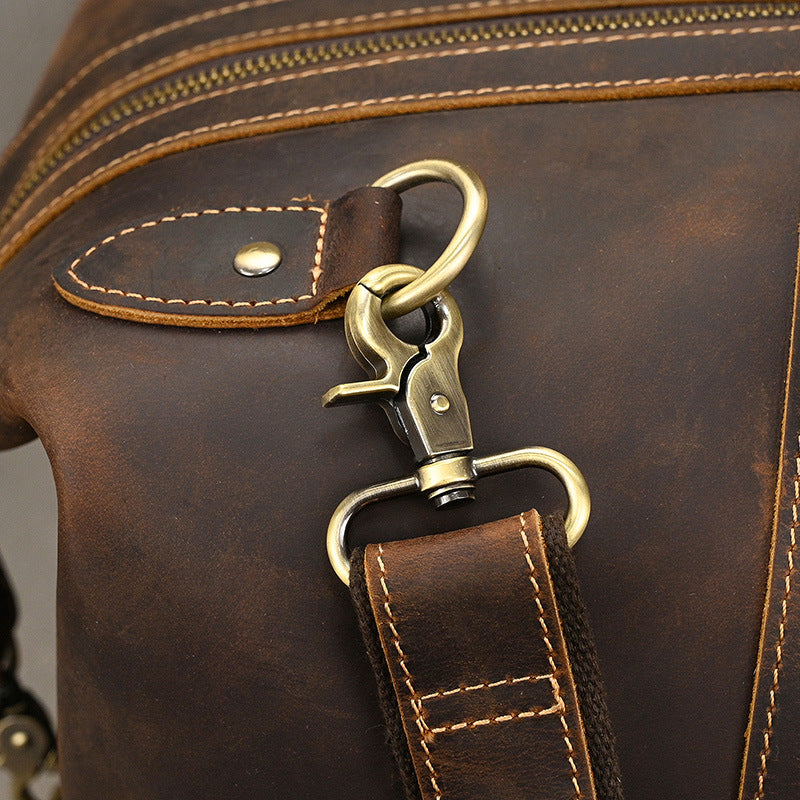 Men’s full-grain leather travel duffle bag