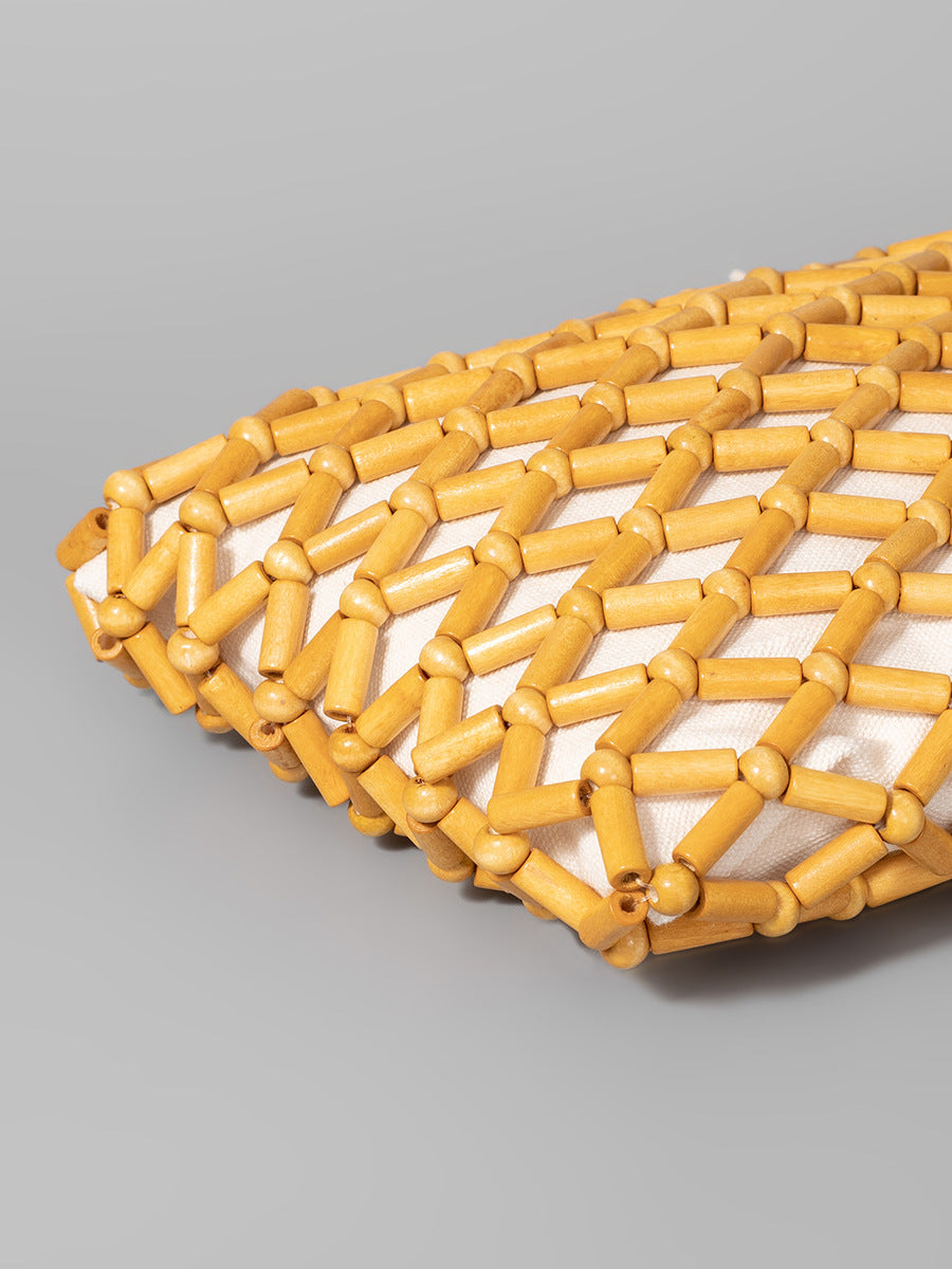 Hollowed-out wooden bead bag for summer trips