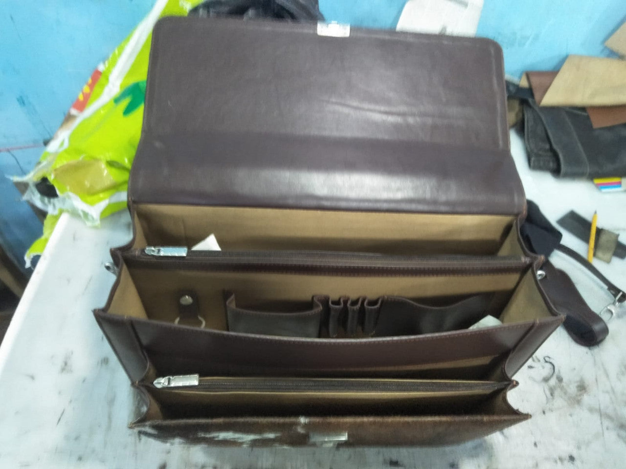 Black White Cowhide Briefcase Bag