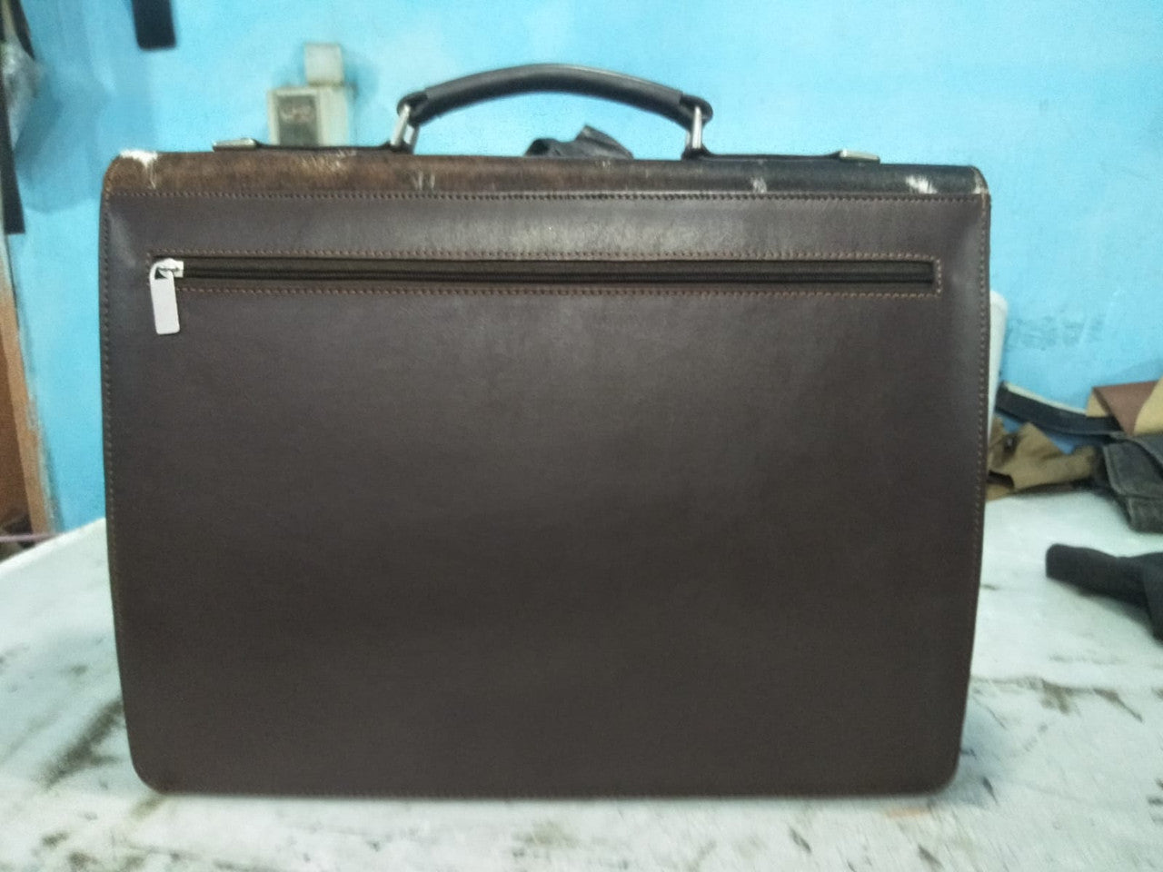 Black White Cowhide Briefcase Bag