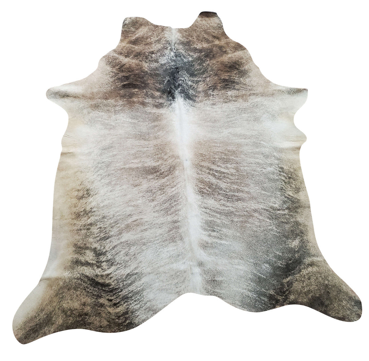 A cowhide rug Edmonton handpicked for its exotic shine and beautiful pattern. Grey stripes on tan background looks and feels stunning.