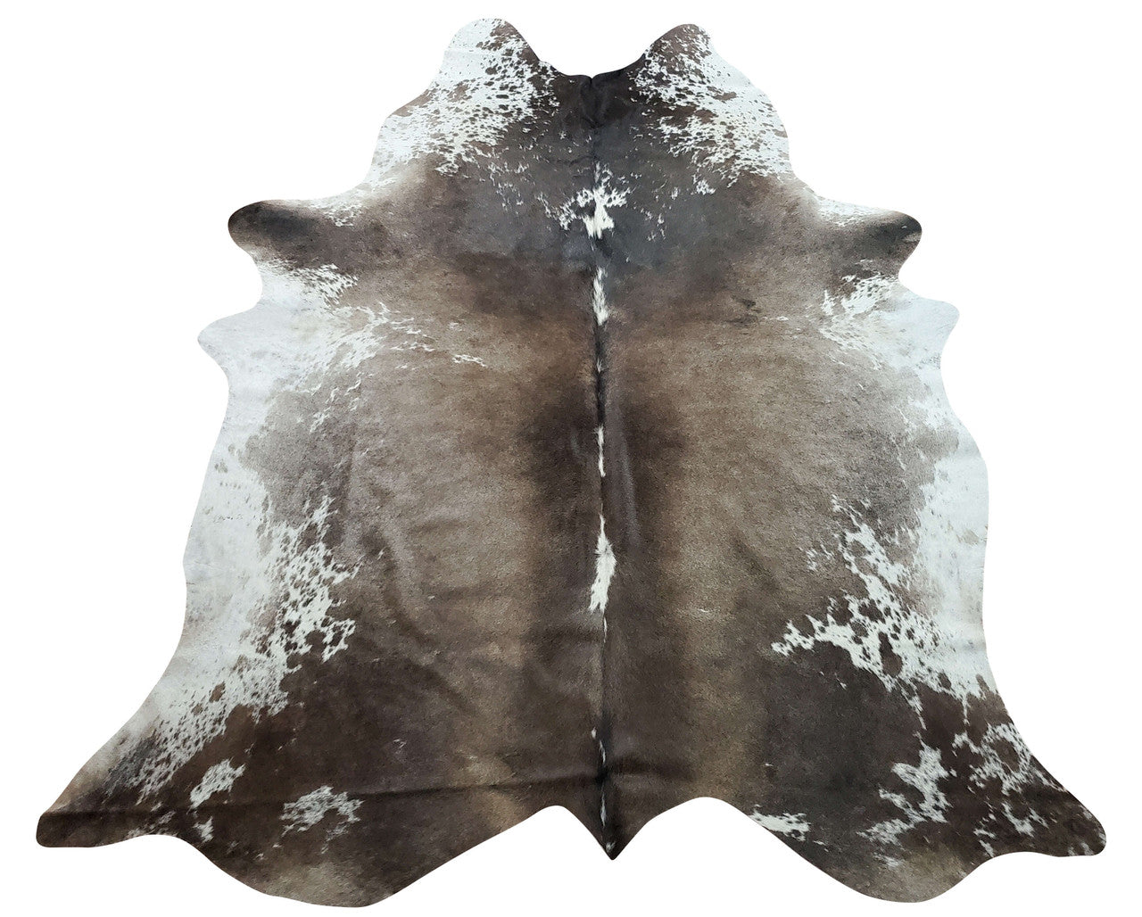 This beautiful large dark cowhide rug in exotic black brown white Is just gorgeous, perfect for your man cave, hundred percent natural and real
