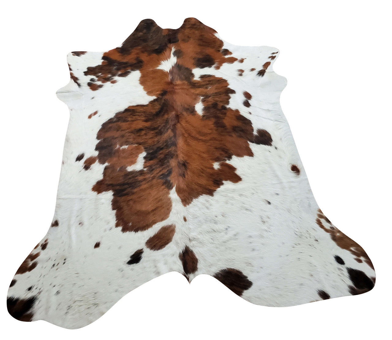This stunning dark brown white cowhide rug is sure to bring a unique and modern touch to any room. Its spotted pattern adds texture and visual interest.