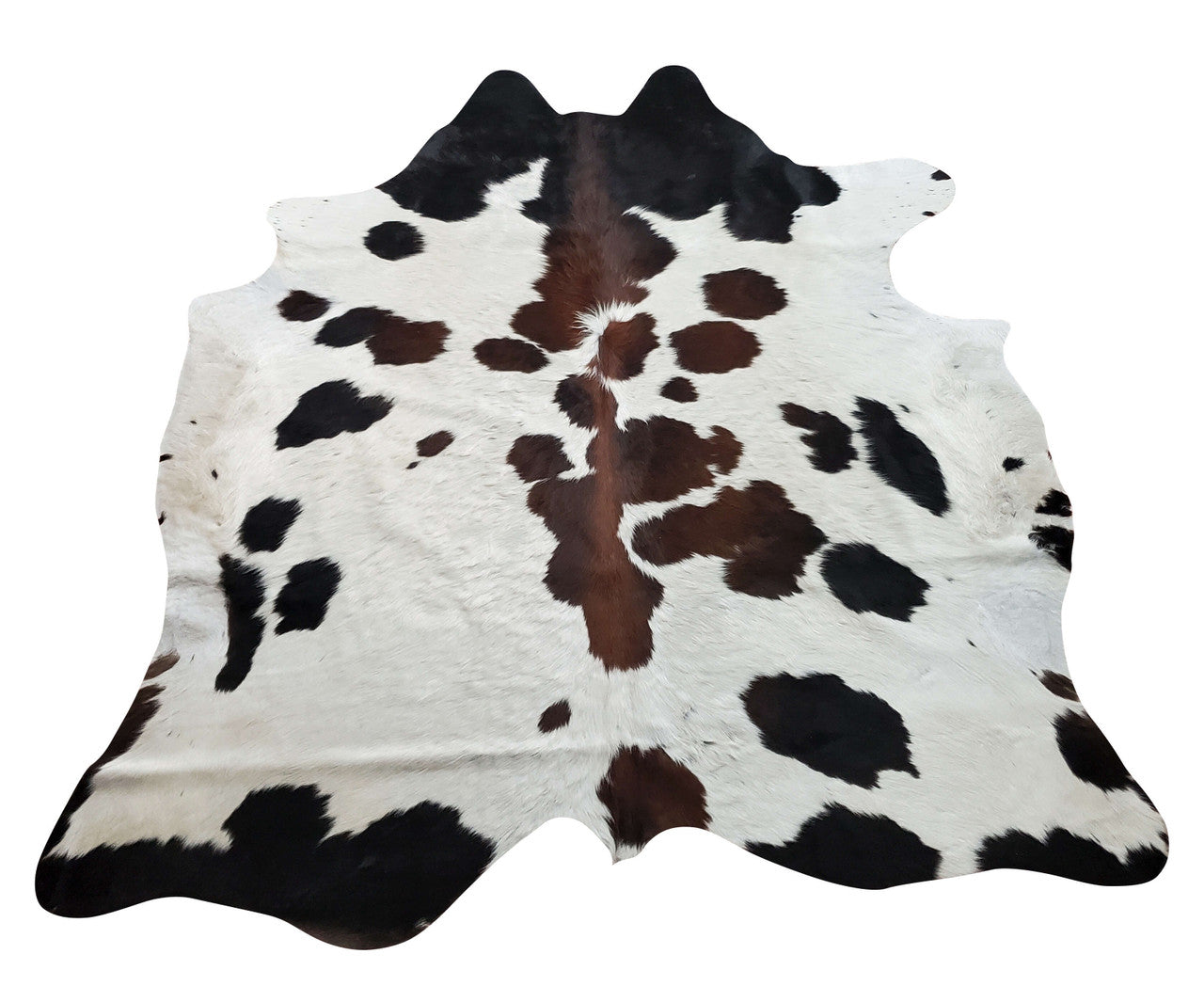 These stunning hand selected Cowhide rug is a mix of authentic brown with natural white and some black great for office.