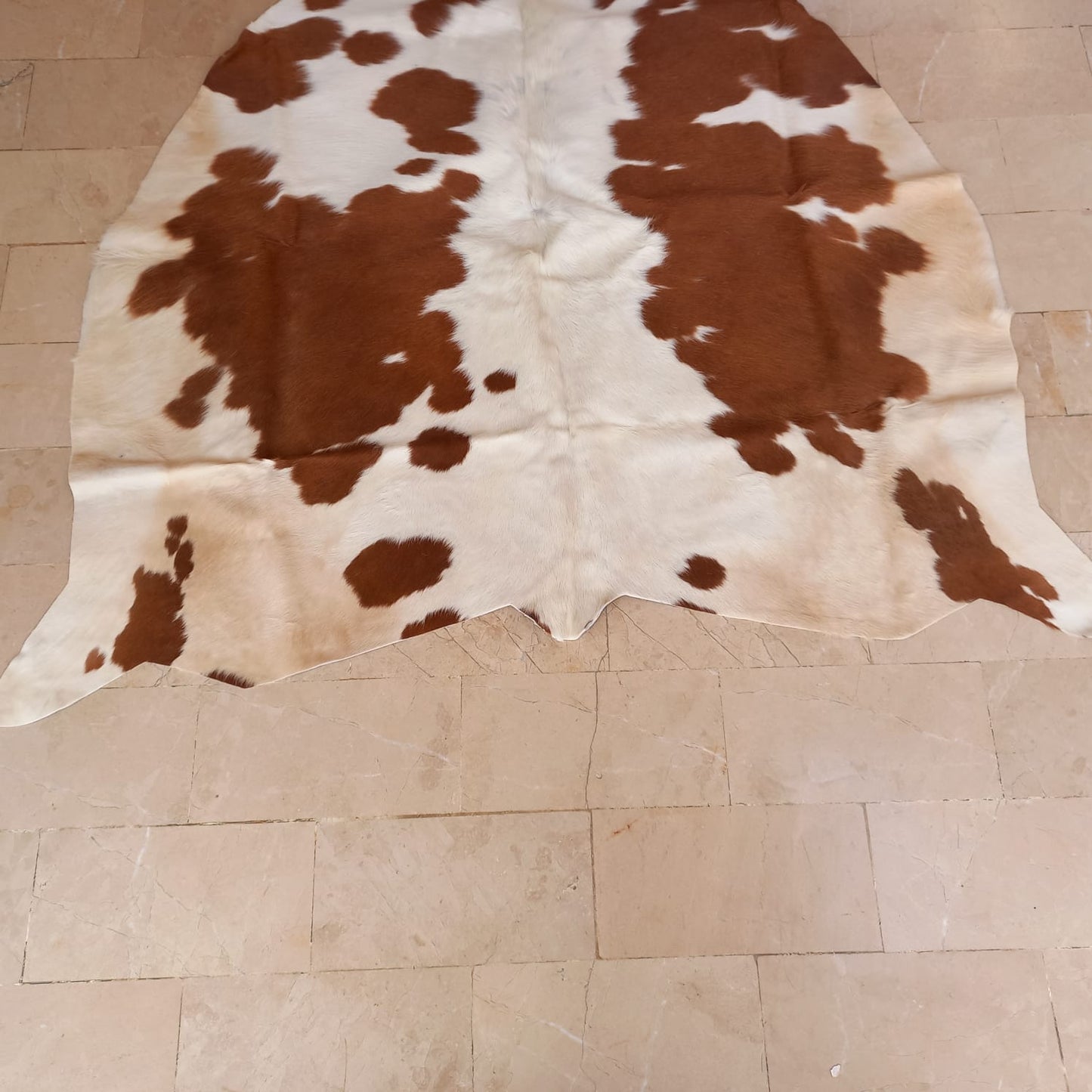 Mini Cow hide Rug Brown White 3.8ft x 4ft