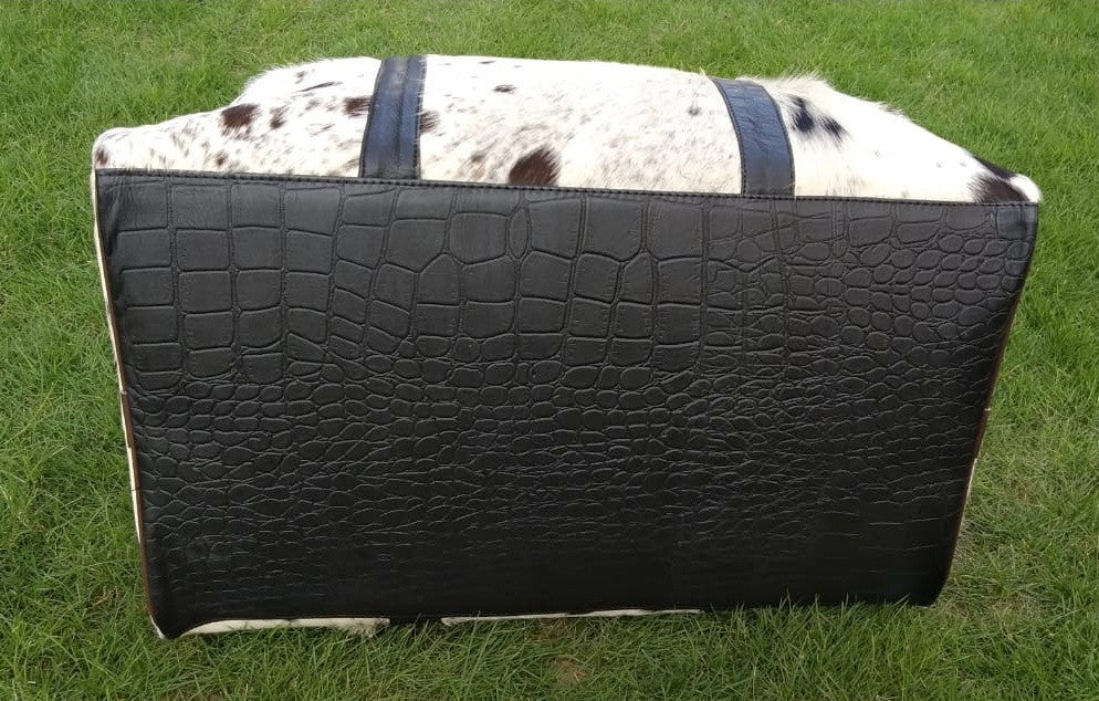 Stunning Cow Skin Travel Bag Black White