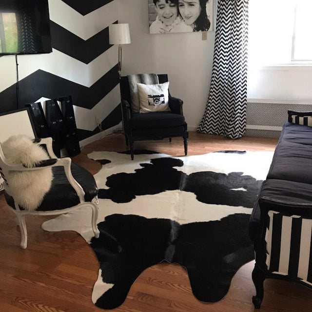Large Dark Cowhide Rug 7.5ft x 7ft