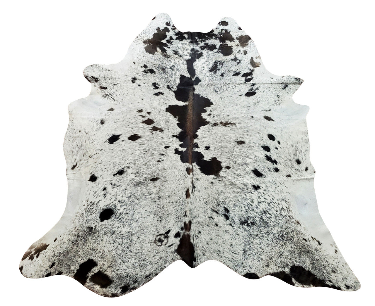 Brown and white salt pepper cowhide rug is a masterpiece for any space touch of rustic and country. This stunning speckled cowhide rugs are swooned over and works perfect for any living room