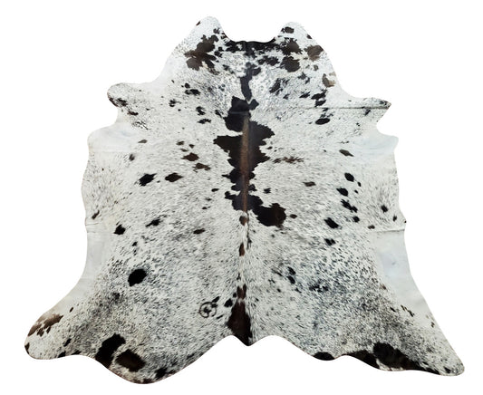 Brown and white salt pepper cowhide rug is a masterpiece for any space touch of rustic and country. This stunning speckled cowhide rugs are swooned over and works perfect for any living room
