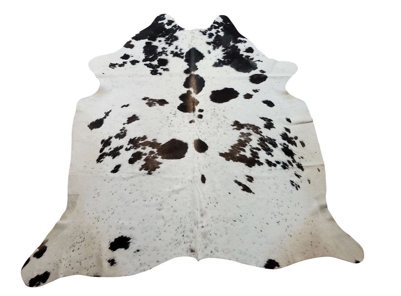 Large Speckled Brown White Cowhide Rug 6.7ft x 6ft