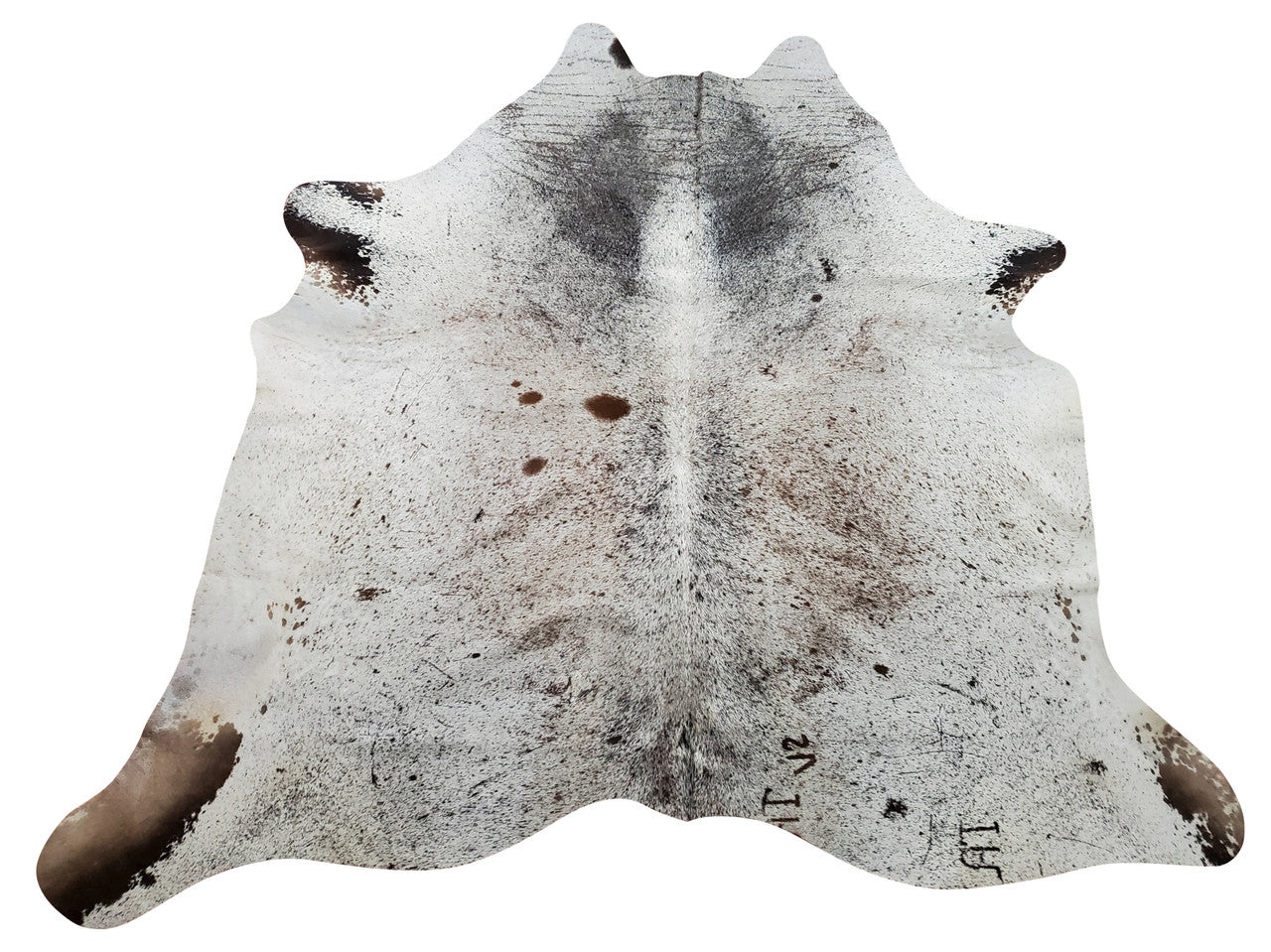 This salt and pepper cow skin rug will be a game changer in your living room, it gorgeous and large, mostly dark with some brown and black, so nice.