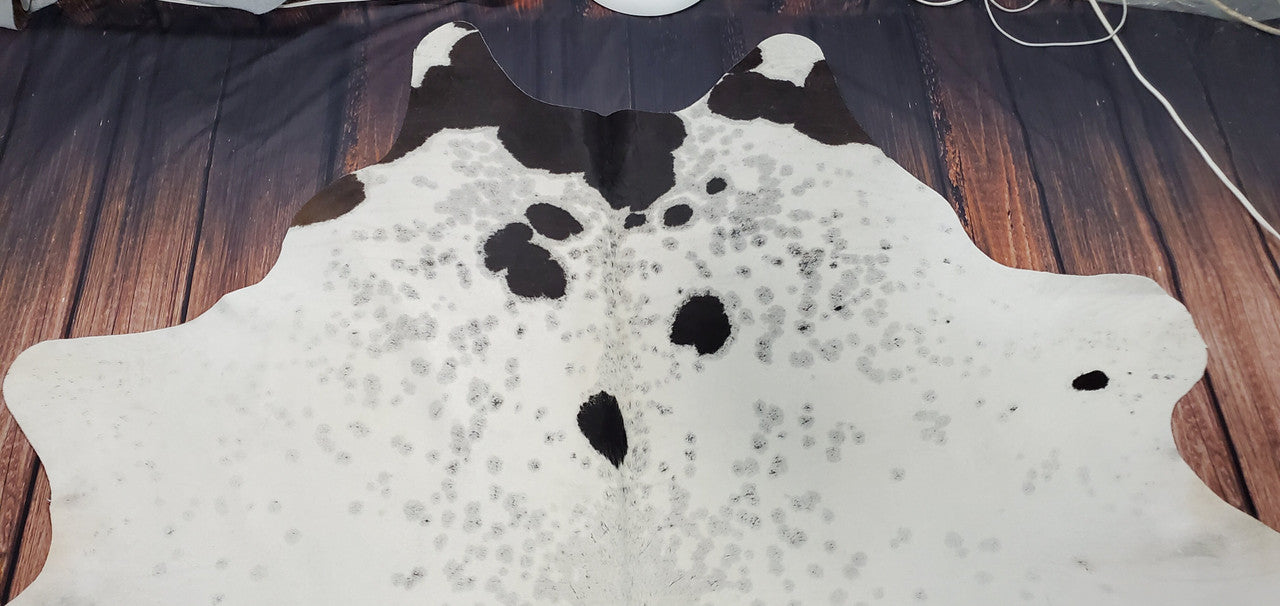 Natural Black White Cowhide Rug 6.8ft x 6.6ft