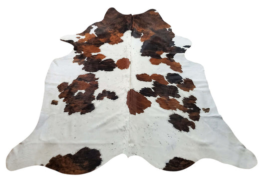 Extra Large Tricolor Cow Skin Rug 7.5ft x 7ft