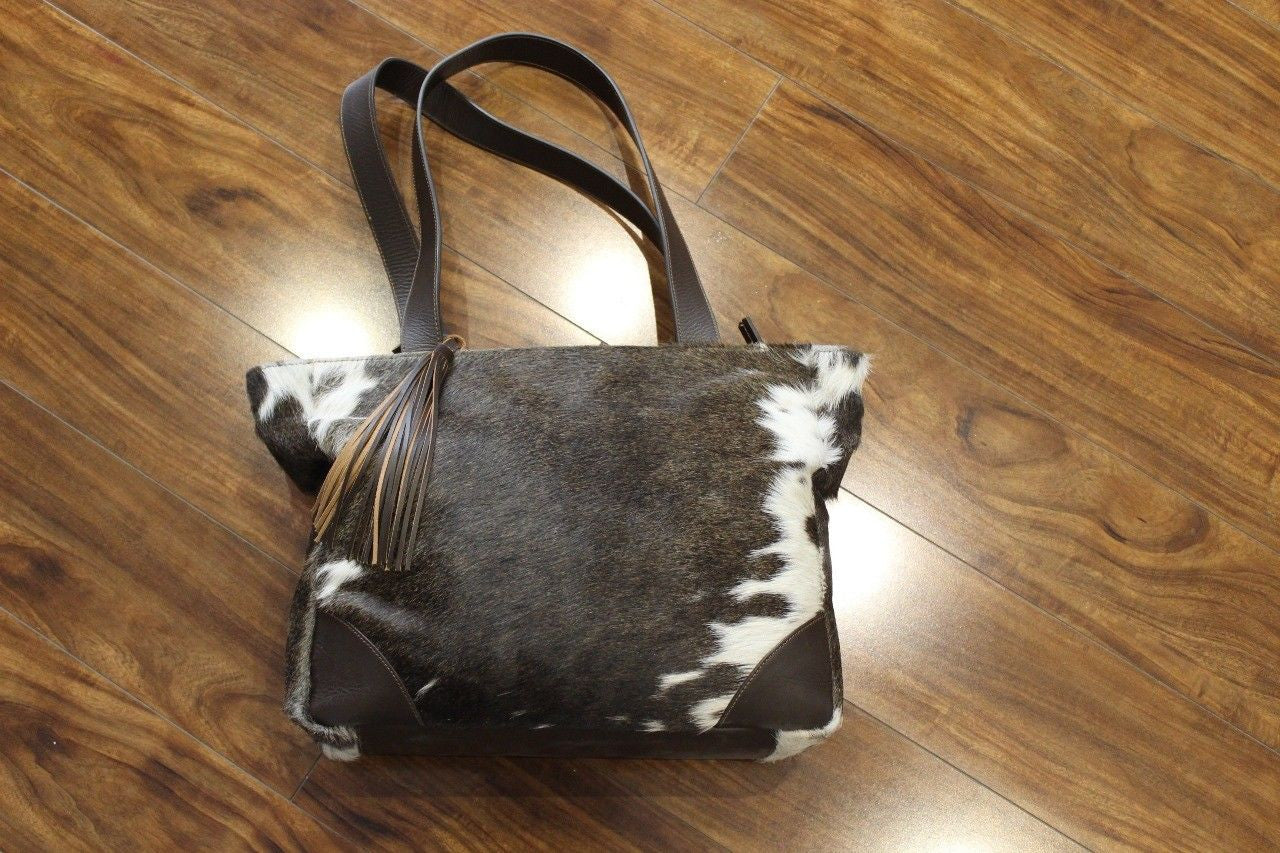 Brown White Cowhide Purse