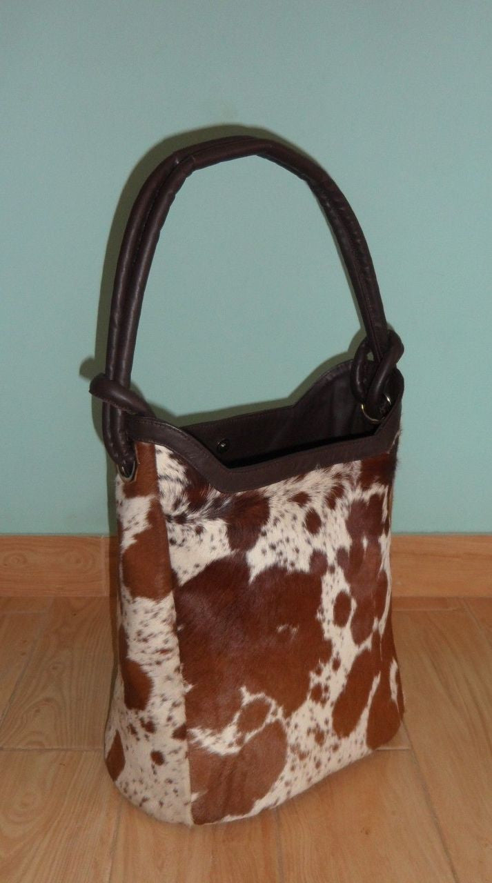Large Cowhide Bucket Bag Purse