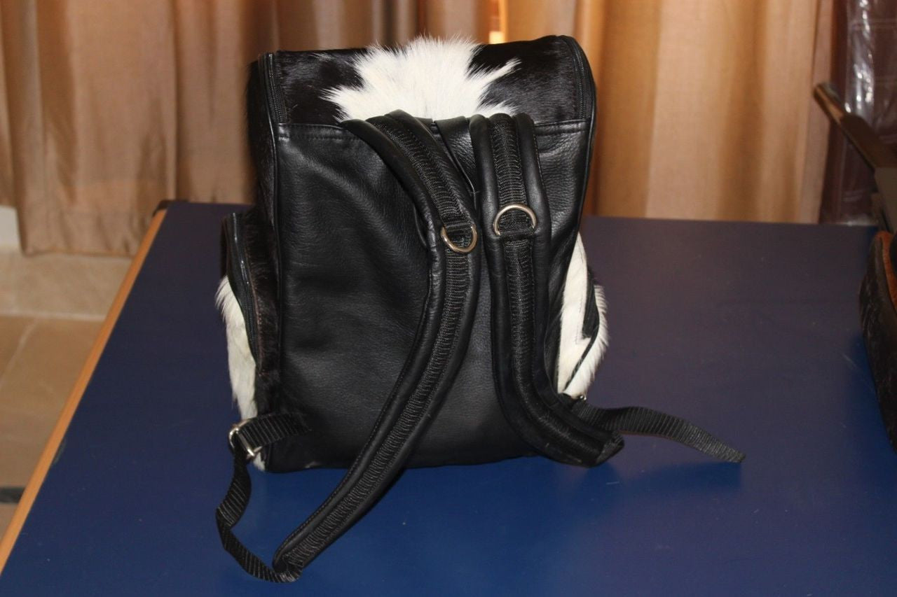 handmade hair on cowhide shoulder bag for school or university