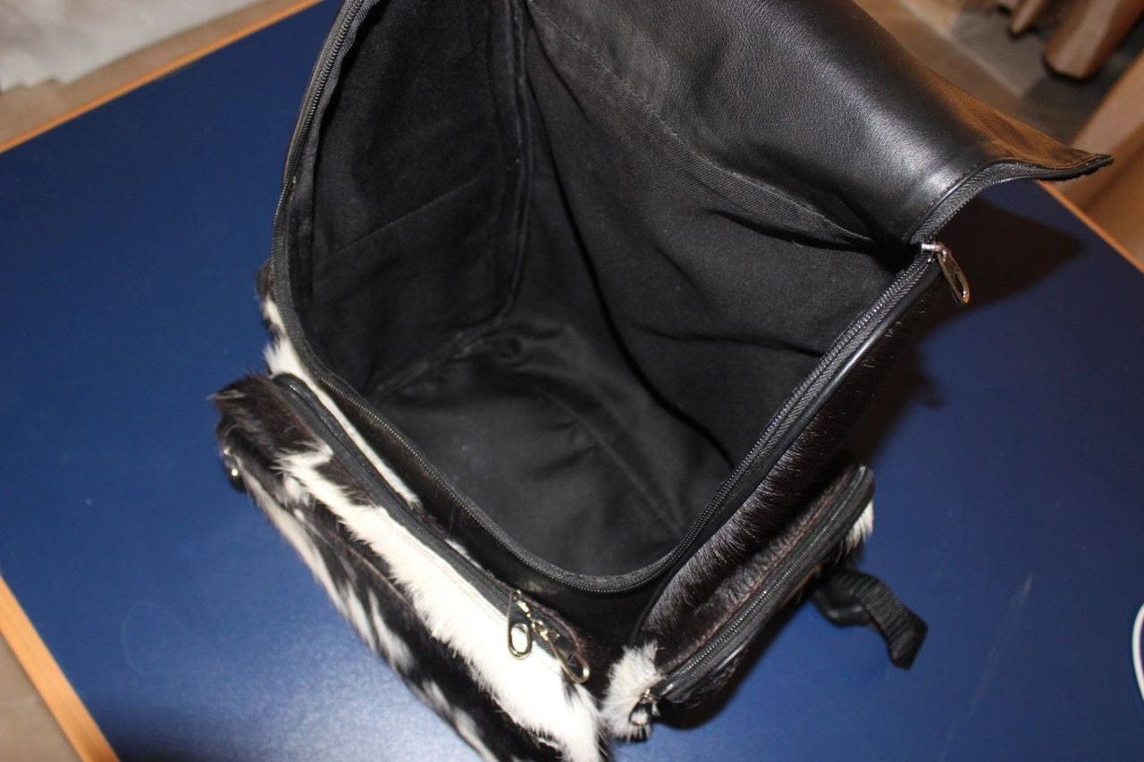 Cowhide Shoulder Bag black and white