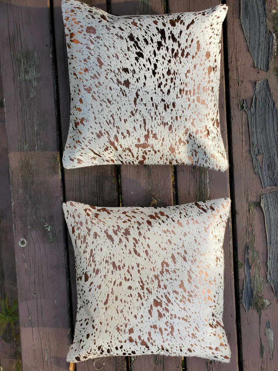 New Metallic Cow hide Cushion Covers 16 X 16 Inches