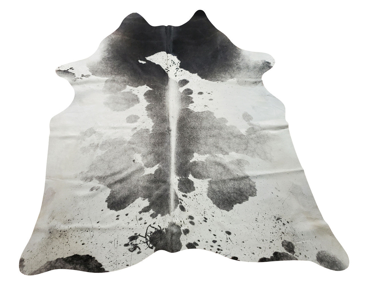 light grey white cowhide rug is a perfect ally to any decor, its contrasting chromatic is easily combined with any colour, further illuminating spaces.