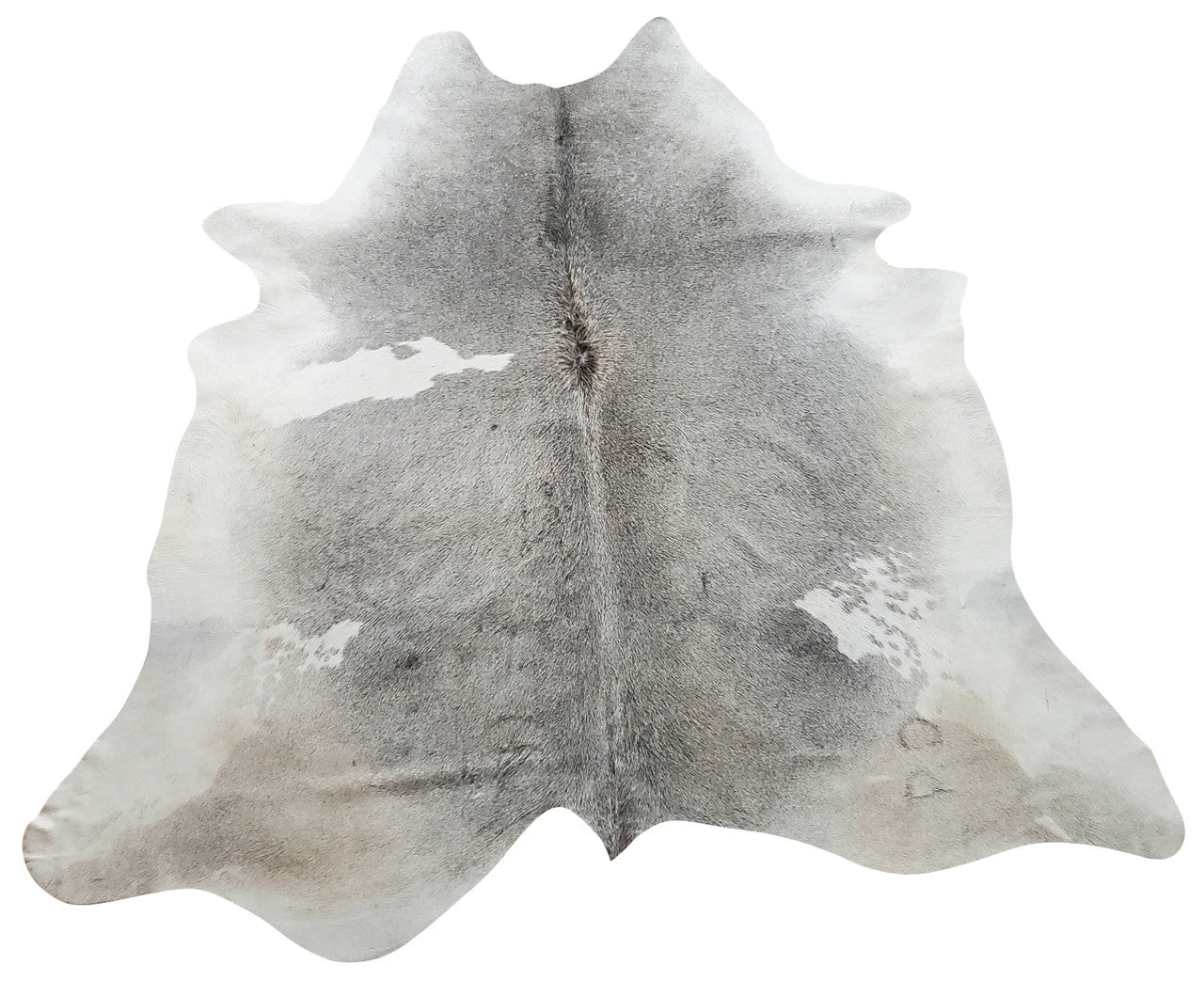 A grey spotted cream cowhide rug added with lumber pillow with the mix of herringbone pattern is just wow factor.