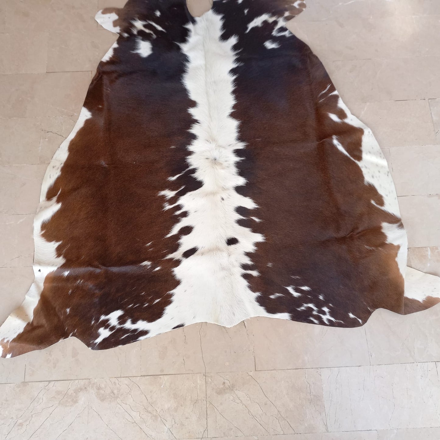 Mini cowhide rug for sale tricolor 3.6ft x 4ft