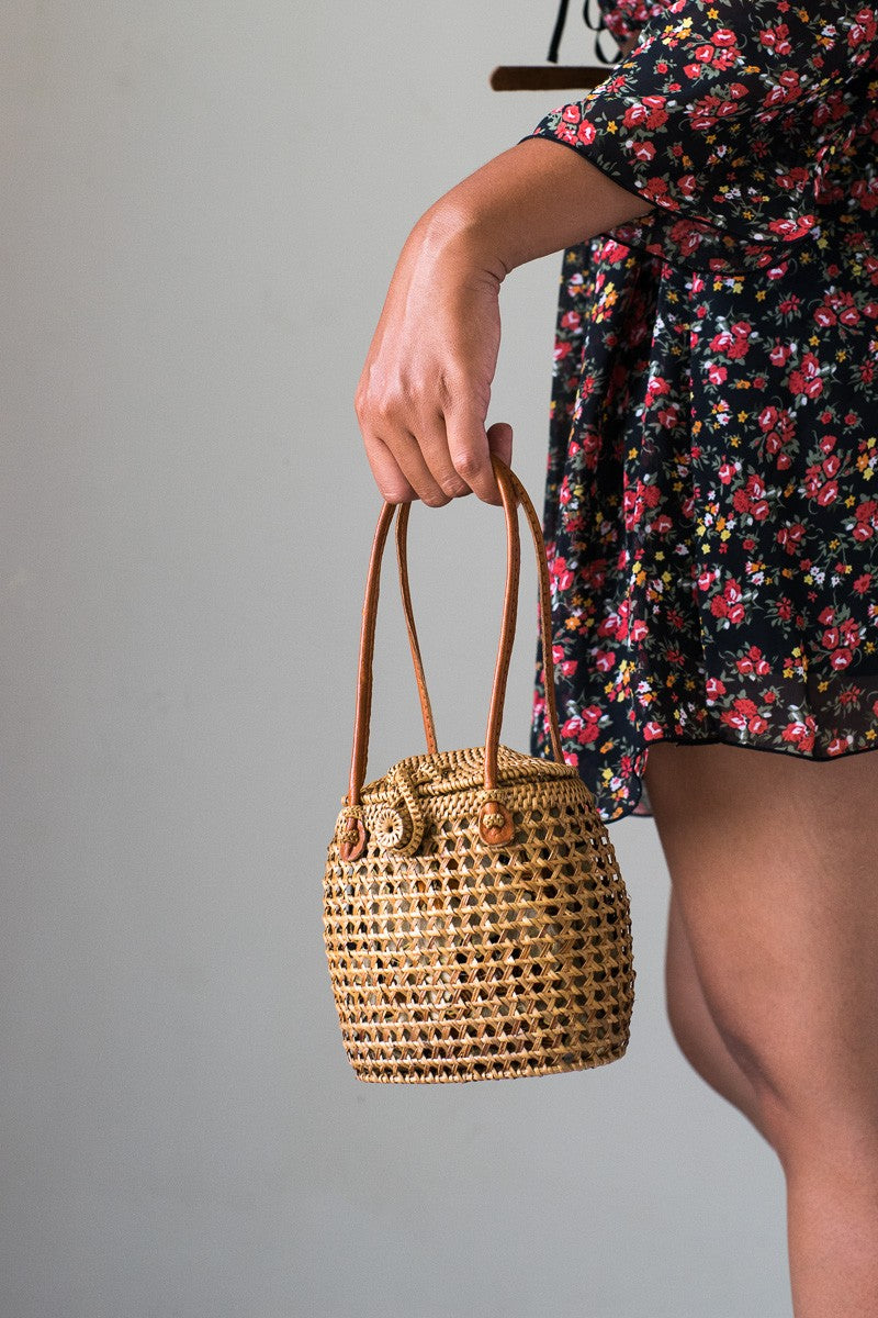Bali Round Rattan Bucket Bag
