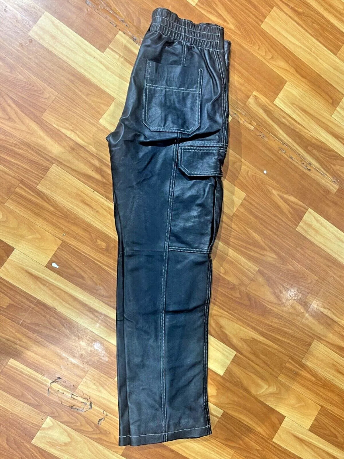 Leather Cargo Black Pants Women's