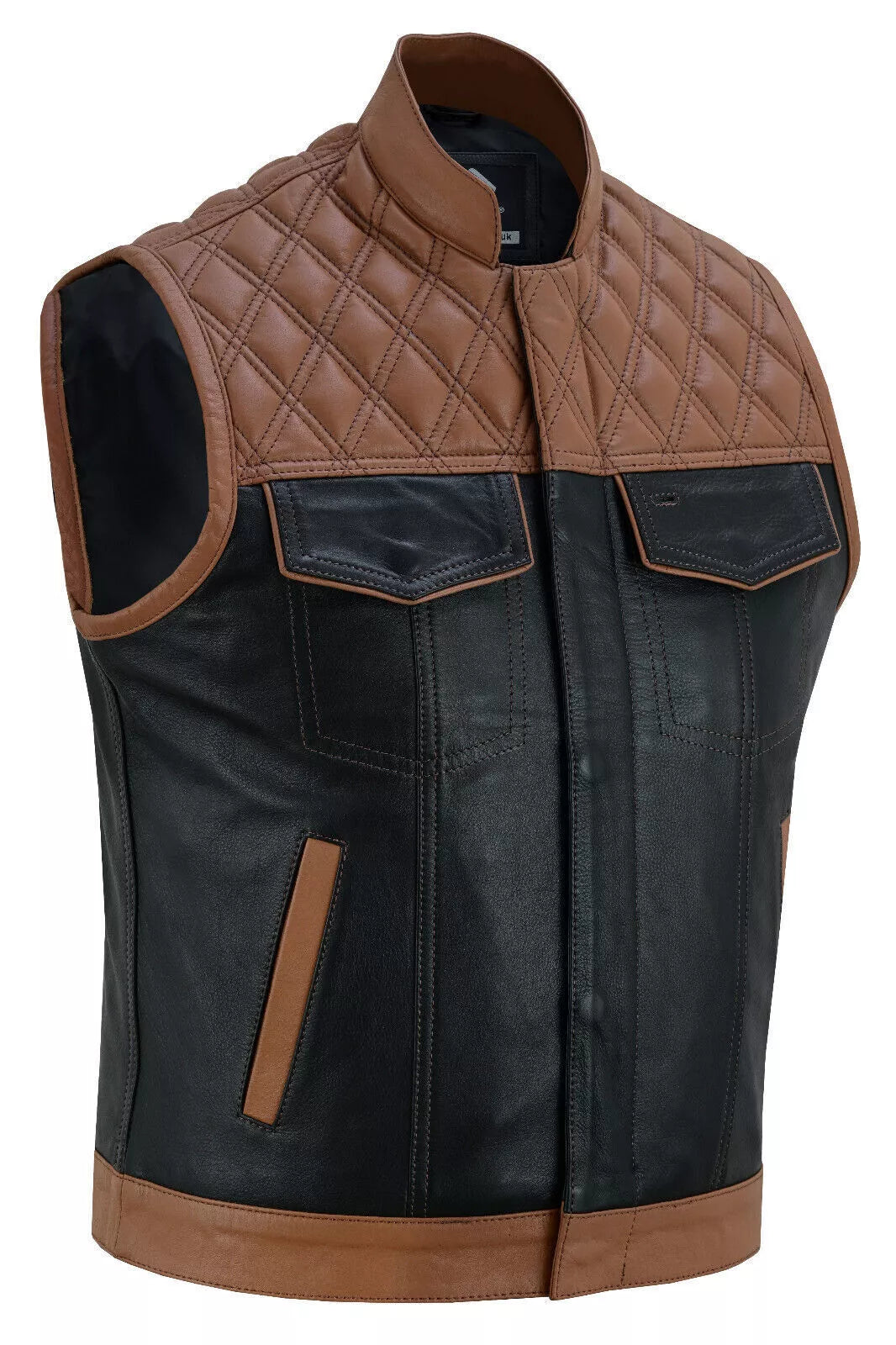 mens western leather biker vest