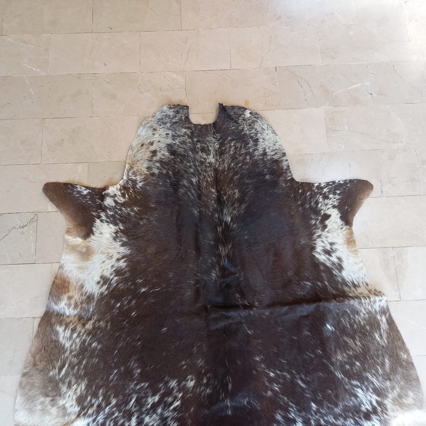 dark speckled mini extra small cowhide rug