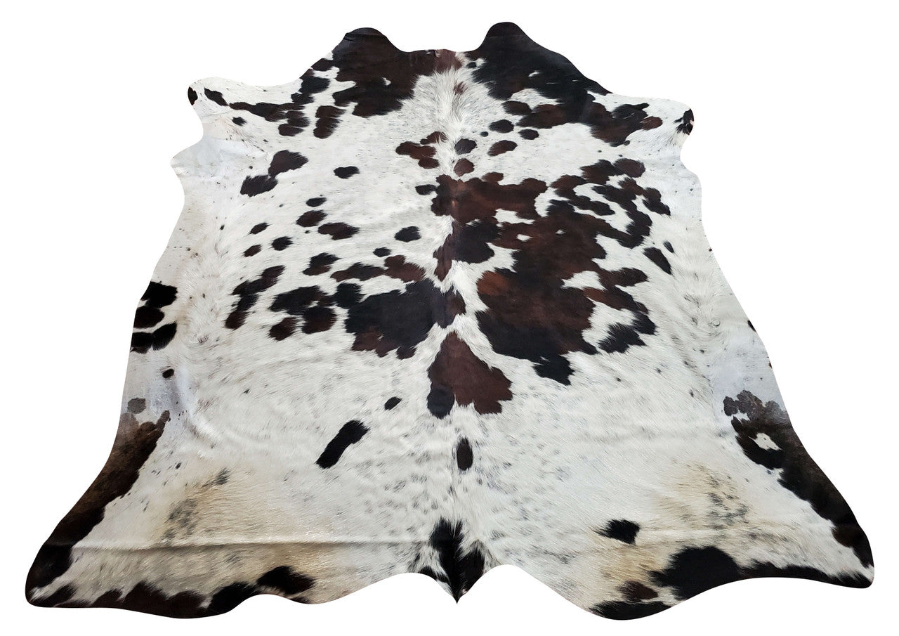 Tricolor Natural Cowhide Area Rug 7ft x 6.8ft