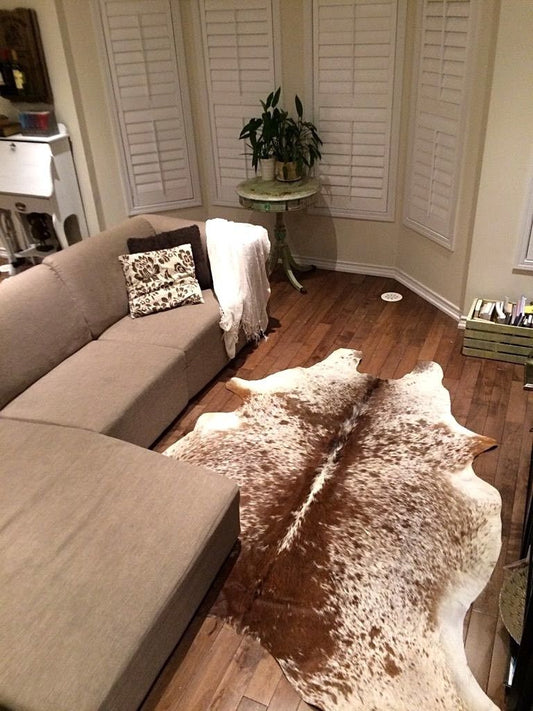 Salt And Pepper Brown White Cowhide Rug Brazilian