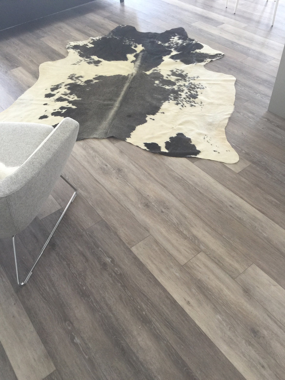 One of its kind four shades in a cowhide rug.