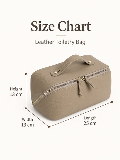Women's Leather Toiletry Bag with Divided Cosmetic Organizer