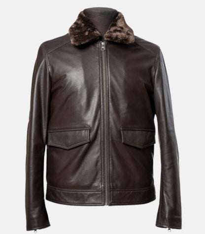 Brown Leather Jacket With Fur