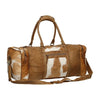 Large Brown White Cowhide Duffle Bag