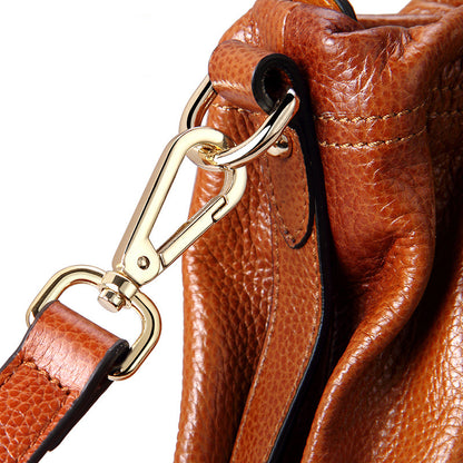 Women Genuine Leather Pleated Shoulder Bag