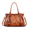 Women Genuine Leather Pleated Shoulder Bag